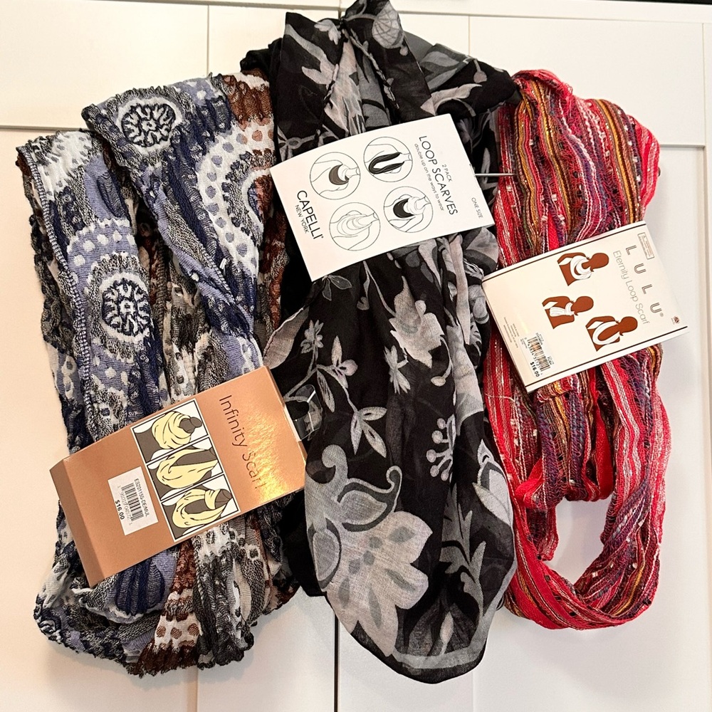 3 Infinity Scarves With Beautiful Patterns ($55 Value) NEW!